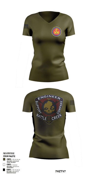 6th Engineer Support 55930969 Women's Short Sleeve V-neck Shirt - 124