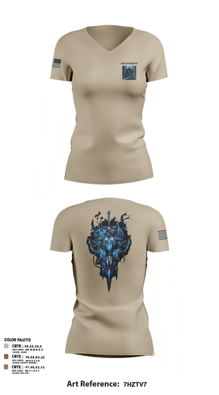 Womens Short Sleeve Vneck Shirt, Death Knights, Army, Teamtime, Team time, sublimation, custom sports apparel, team uniforms, spirit wear, spiritwear, sports uniforms, custom shirts, team store, custom team store, fundraiser sports, apparel fundraiser