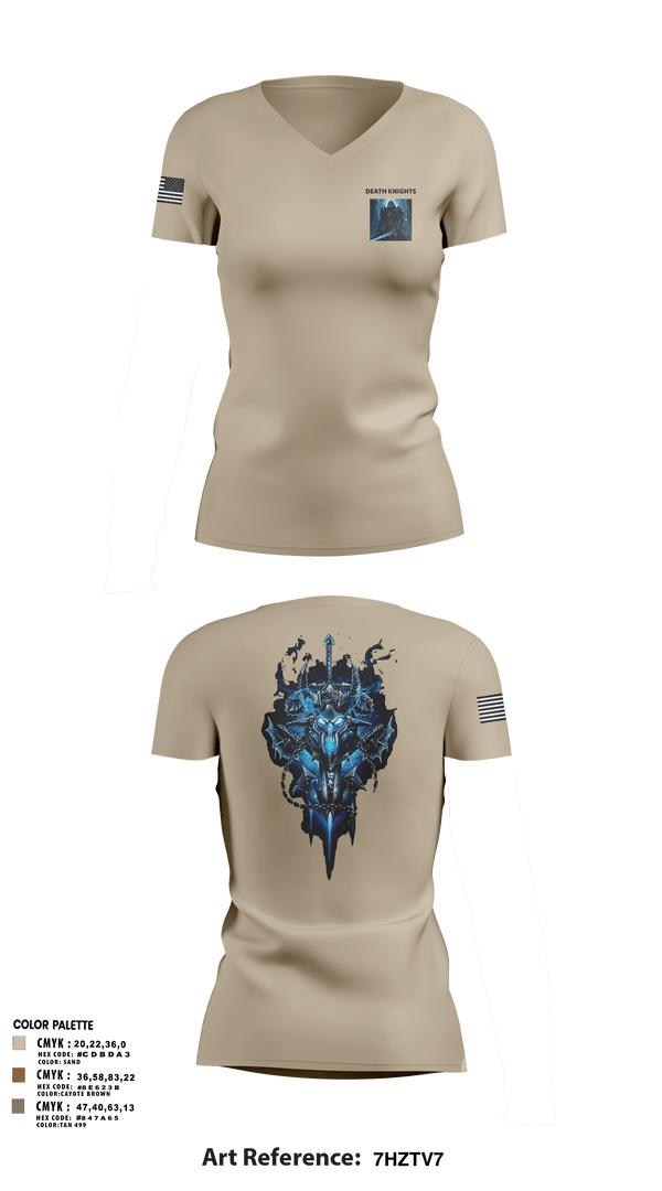 Womens Short Sleeve Vneck Shirt, Death Knights, Army, Teamtime, Team time, sublimation, custom sports apparel, team uniforms, spirit wear, spiritwear, sports uniforms, custom shirts, team store, custom team store, fundraiser sports, apparel fundraiser
