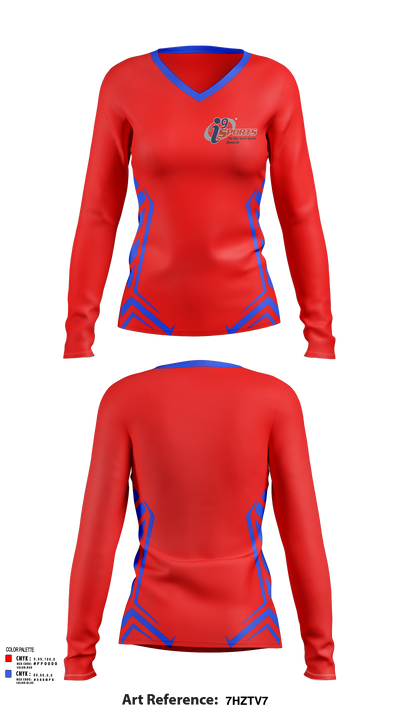 i9 Sports of North Mecklenburg/South Iredell 39583391 Women's Long Sleeve V-neck Shirt - 102
