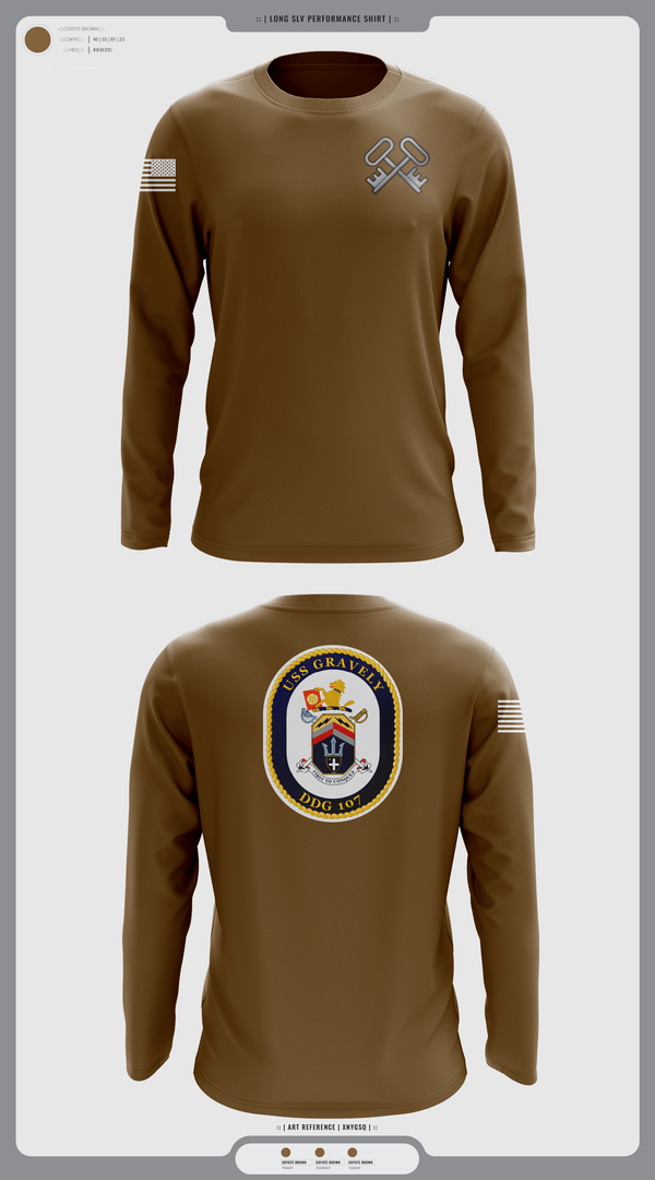 Long Sleeve Performance Shirt, USS GRAVELY, Navy, Teamtime, Team time, sublimation, custom sports apparel, team uniforms, spirit wear, spiritwear, sports uniforms, custom shirts, team store, custom team store, fundraiser sports, apparel fundraiser