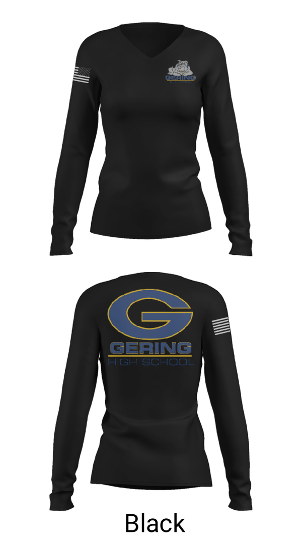 Womens Long Sleeve Vneck Shirt, Gering High School Golf, Golf, Teamtime, Team time, sublimation, custom sports apparel, team uniforms, spirit wear, spiritwear, sports uniforms, custom shirts, team store, custom team store, fundraiser sports, apparel fundraiser