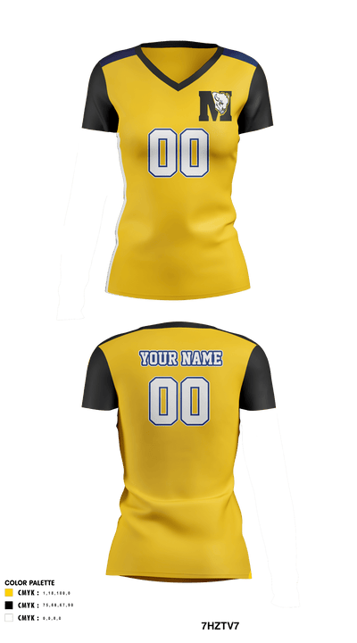 Puterbaugh Middle School Volleyball 75658055 Women's Short Sleeve V-neck Shirt - 41
