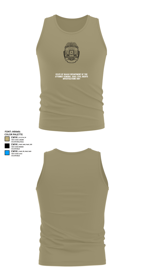 Tank Top, State of Hawaii Department of the Attorney General (HIAG) Civil Rights Investigations Unit, Police, Teamtime, Team time, sublimation, custom sports apparel, team uniforms, spirit wear, spiritwear, sports uniforms, custom shirts, team store, custom team store, fundraiser sports, apparel fundraiser