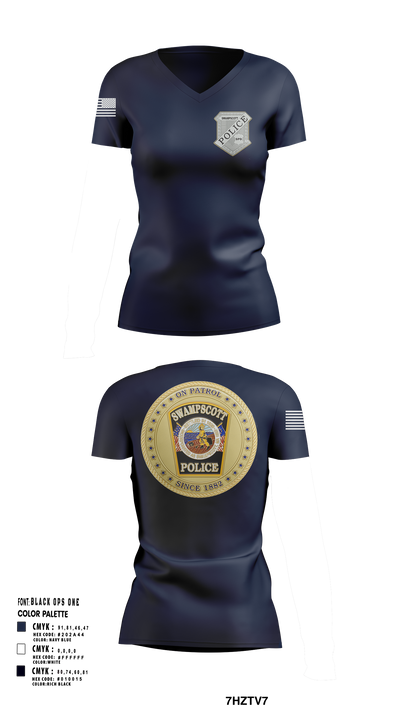 Swampscott Police 55581807 Women's Short Sleeve V-neck Shirt - 118