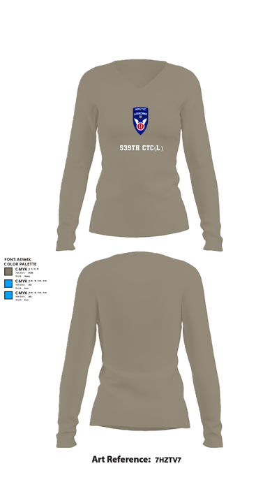539th CTC(L) 64656051 Women's Long Sleeve V-neck Shirt - 62