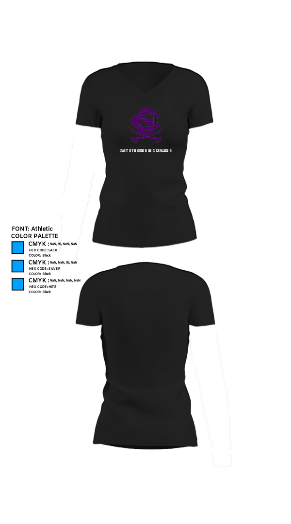 Women's Short Sleeve Vneck Shirt, East Stroudsburg Cavaliers, Football, Teamtime, Team time, sublimation, custom sports apparel, team uniforms, spirit wear, spiritwear, sports uniforms, custom shirts, team store, custom team store, fundraiser sports, apparel fundraiser