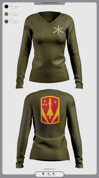 Womens Long Sleeve Vneck Shirt 1, 4-3 ADA, Army, Teamtime, Team time, sublimation, custom sports apparel, team uniforms, spirit wear, spiritwear, sports uniforms, custom shirts, team store, custom team store, fundraiser sports, apparel fundraiser