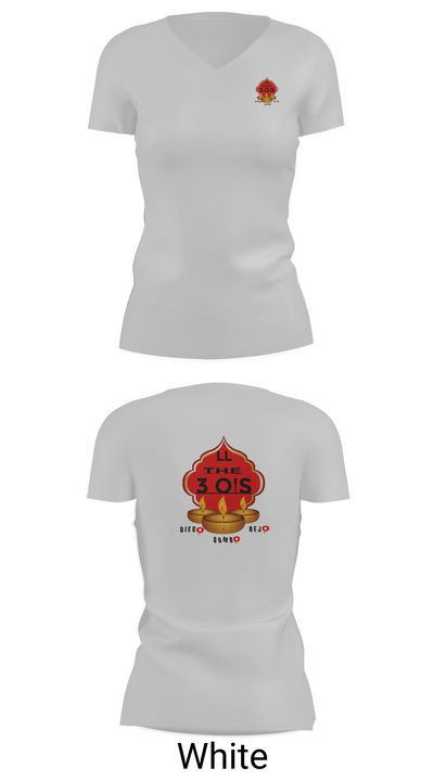 3 O's 95365157 Women's Short Sleeve V-neck Shirt - 19