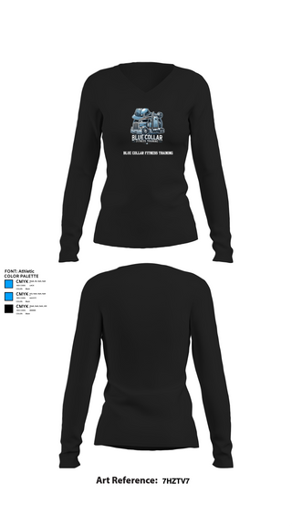 Womens Long Sleeve Vneck Shirt, Blue Collar Fitness Training, , Teamtime, Team time, sublimation, custom sports apparel, team uniforms, spirit wear, spiritwear, sports uniforms, custom shirts, team store, custom team store, fundraiser sports, apparel fundraiser