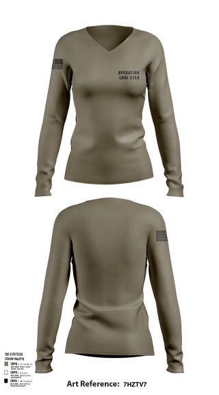 Womens Long Sleeve Vneck Shirt, Operation lone star, , Teamtime, Team time, sublimation, custom sports apparel, team uniforms, spirit wear, spiritwear, sports uniforms, custom shirts, team store, custom team store, fundraiser sports, apparel fundraiser