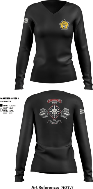 Womens Long Sleeve Vneck Shirt, Chaos Co, H2F, National Guard, Teamtime, Team time, sublimation, custom sports apparel, team uniforms, spirit wear, spiritwear, sports uniforms, custom shirts, team store, custom team store, fundraiser sports, apparel fundraiser