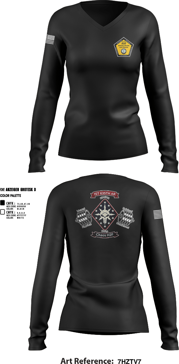 Womens Long Sleeve Vneck Shirt, Chaos Co, H2F, National Guard, Teamtime, Team time, sublimation, custom sports apparel, team uniforms, spirit wear, spiritwear, sports uniforms, custom shirts, team store, custom team store, fundraiser sports, apparel fundraiser