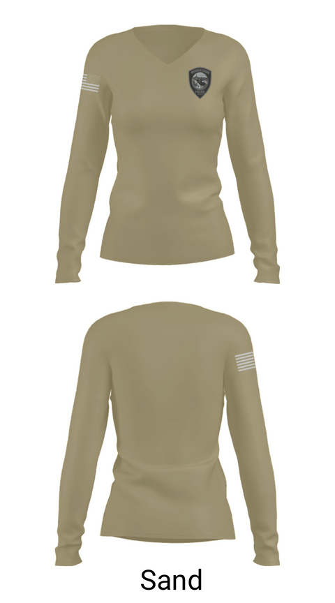 Womens Long Sleeve Vneck Shirt, Morristown Police Department, Police, Teamtime, Team time, sublimation, custom sports apparel, team uniforms, spirit wear, spiritwear, sports uniforms, custom shirts, team store, custom team store, fundraiser sports, apparel fundraiser