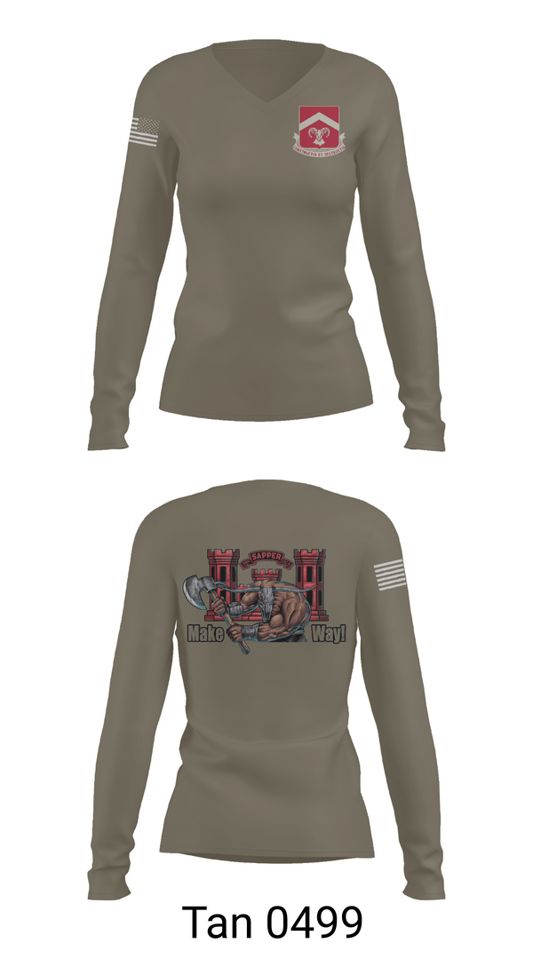 Womens Long Sleeve Vneck Shirt 1, 937th CEC-A, 40th BEB, Army, Teamtime, Team time, sublimation, custom sports apparel, team uniforms, spirit wear, spiritwear, sports uniforms, custom shirts, team store, custom team store, fundraiser sports, apparel fundraiser