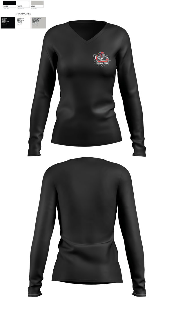 Women's Long Sleeve Vneck Shirt, Lawrence Road Middle School, , Teamtime, Team time, sublimation, custom sports apparel, team uniforms, spirit wear, spiritwear, sports uniforms, custom shirts, team store, custom team store, fundraiser sports, apparel fundraiser