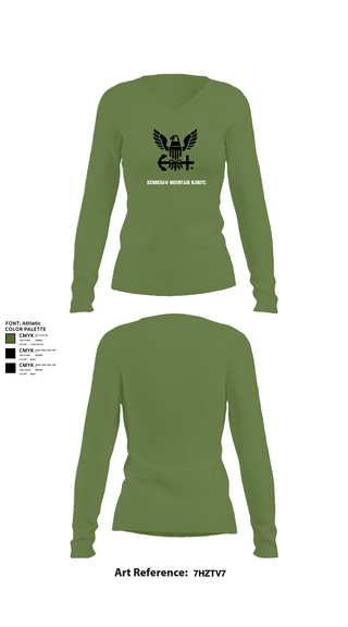 Womens Long Sleeve Vneck Shirt, Kennesaw Mountain NJROTC, Navy, Teamtime, Team time, sublimation, custom sports apparel, team uniforms, spirit wear, spiritwear, sports uniforms, custom shirts, team store, custom team store, fundraiser sports, apparel fundraiser