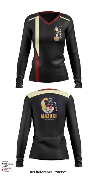 Womens Long Sleeve Vneck Shirt, Thai Mazuki, , Teamtime, Team time, sublimation, custom sports apparel, team uniforms, spirit wear, spiritwear, sports uniforms, custom shirts, team store, custom team store, fundraiser sports, apparel fundraiser