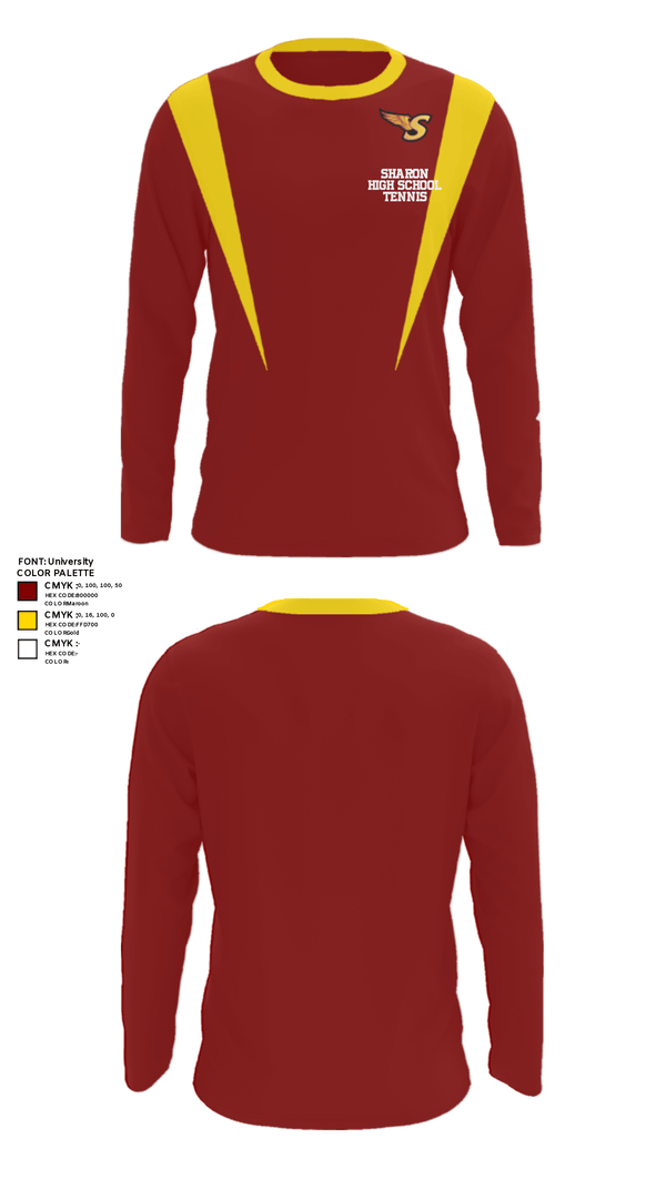 Long Sleeve Performance Shirt, Sharon High School Tennis, Tennis, Teamtime, Team time, sublimation, custom sports apparel, team uniforms, spirit wear, spiritwear, sports uniforms, custom shirts, team store, custom team store, fundraiser sports, apparel fundraiser