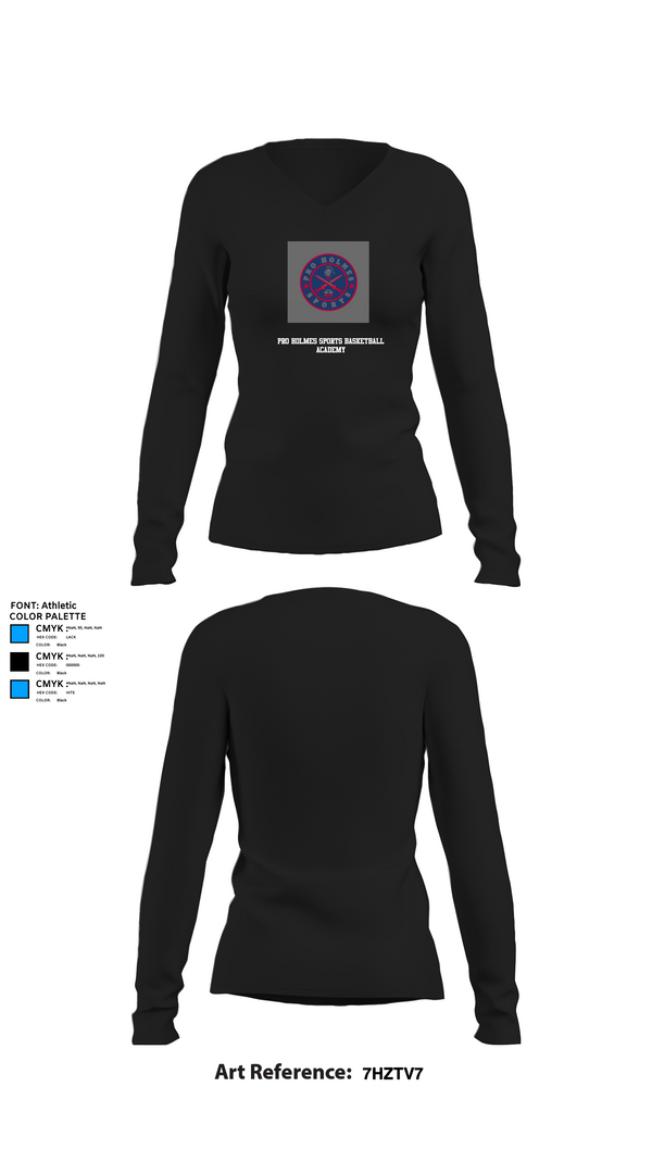 Womens Long Sleeve Vneck Shirt, Pro Holmes Sports Basketball Academy, Men's Basketball, Teamtime, Team time, sublimation, custom sports apparel, team uniforms, spirit wear, spiritwear, sports uniforms, custom shirts, team store, custom team store, fundraiser sports, apparel fundraiser