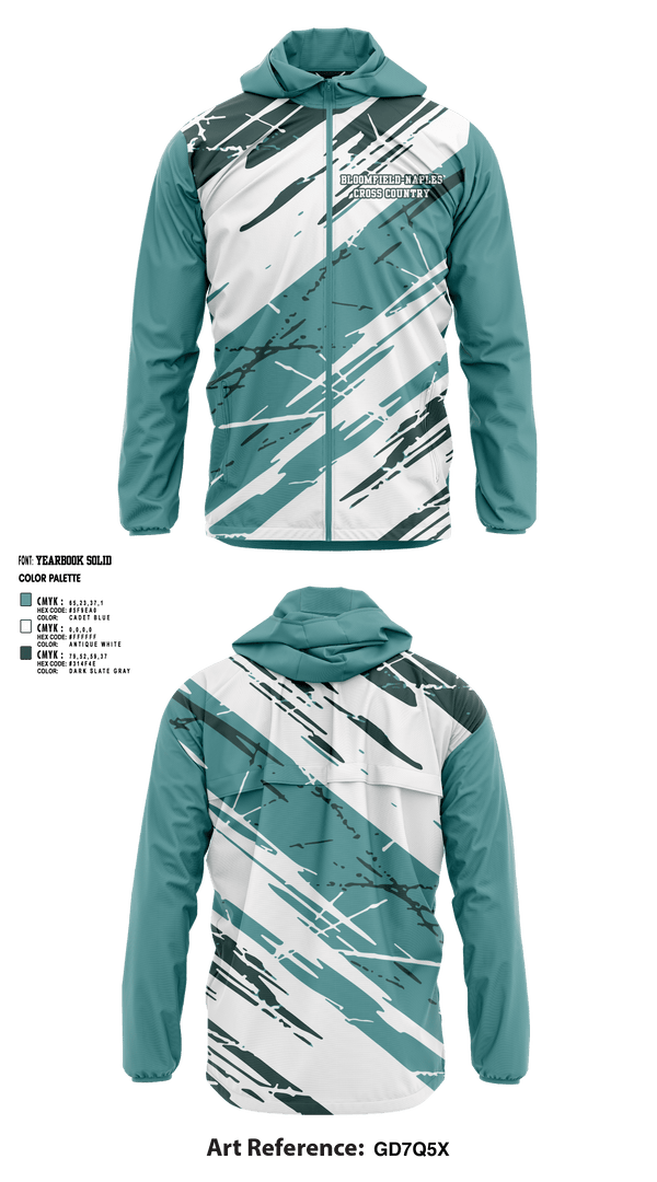 Windbreaker, Bloomfield-Naples, Cross Country, Teamtime, Team time, sublimation, custom sports apparel, team uniforms, spirit wear, spiritwear, sports uniforms, custom shirts, team store, custom team store, fundraiser sports, apparel fundraiser