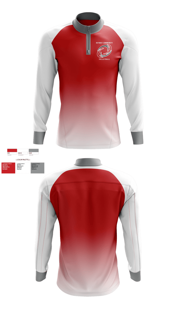 Quarter Zip Jacket, Detroit Community High School Volleyball, Men's Volleyball, Teamtime, Team time, sublimation, custom sports apparel, team uniforms, spirit wear, spiritwear, sports uniforms, custom shirts, team store, custom team store, fundraiser sports, apparel fundraiser
