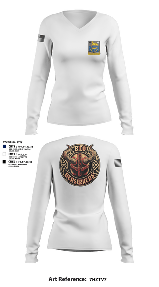 Womens Long Sleeve Vneck Shirt, ArmyBravo Company 715 MIArmy, Army, Teamtime, Team time, sublimation, custom sports apparel, team uniforms, spirit wear, spiritwear, sports uniforms, custom shirts, team store, custom team store, fundraiser sports, apparel fundraiser