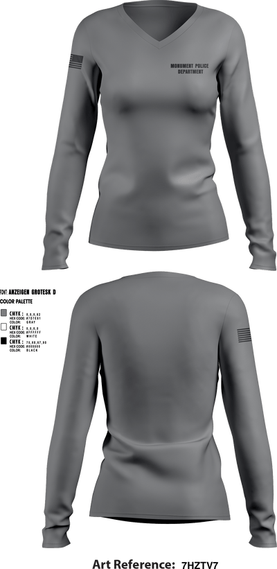 Monument Police Department 10917118 Women's Long Sleeve V-neck Shirt - 3