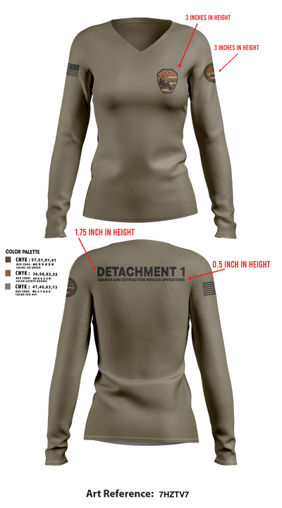 Detachment 1 27221981 Women's Long Sleeve V-neck Shirt - 27