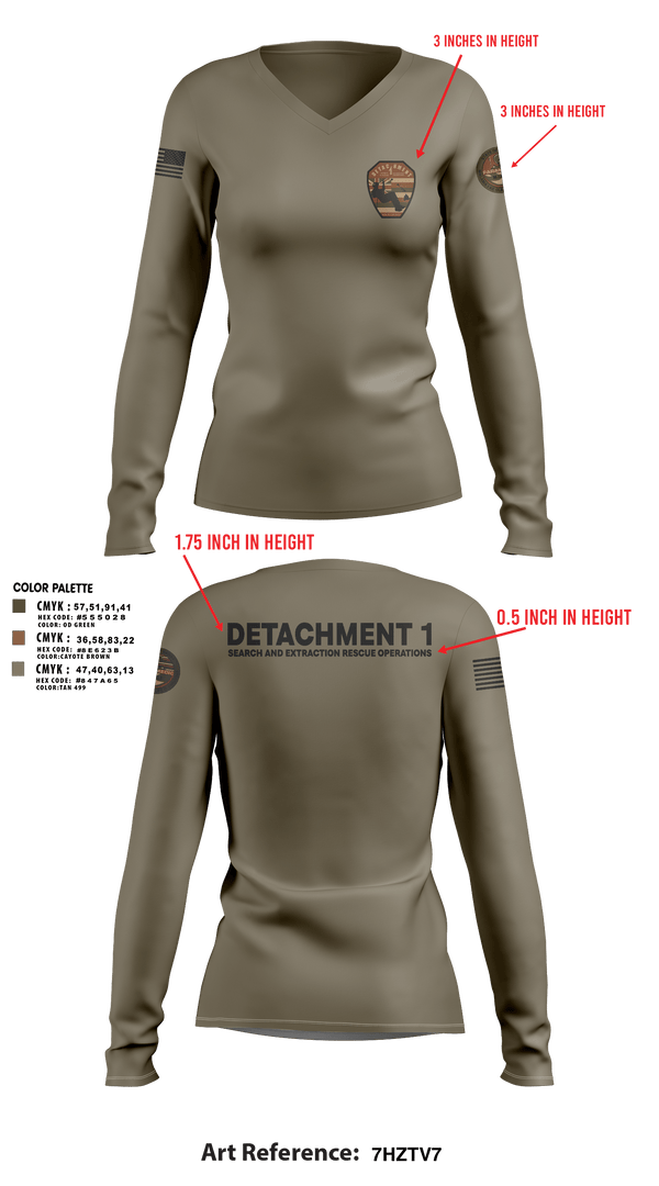 Womens Long Sleeve Vneck Shirt, Detachment 1, Air Force, Teamtime, Team time, sublimation, custom sports apparel, team uniforms, spirit wear, spiritwear, sports uniforms, custom shirts, team store, custom team store, fundraiser sports, apparel fundraiser