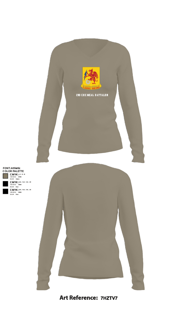 Women's Long Sleeve Vneck Shirt, 2nd Chemical Battalion, Army, Teamtime, Team time, sublimation, custom sports apparel, team uniforms, spirit wear, spiritwear, sports uniforms, custom shirts, team store, custom team store, fundraiser sports, apparel fundraiser