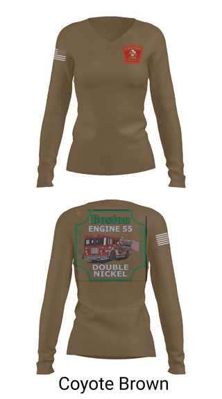 Womens Long Sleeve Vneck Shirt 1, Boston Fire Department Engine 55, , Teamtime, Team time, sublimation, custom sports apparel, team uniforms, spirit wear, spiritwear, sports uniforms, custom shirts, team store, custom team store, fundraiser sports, apparel fundraiser