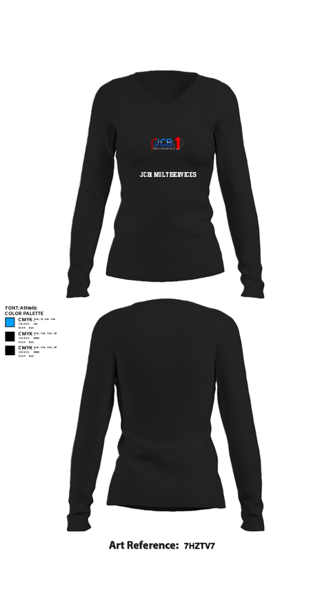 Womens Long Sleeve Vneck Shirt, JCB1 Multiservices, , Teamtime, Team time, sublimation, custom sports apparel, team uniforms, spirit wear, spiritwear, sports uniforms, custom shirts, team store, custom team store, fundraiser sports, apparel fundraiser
