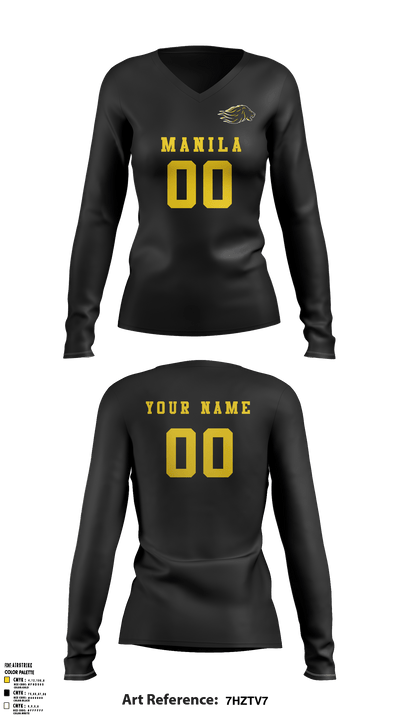 Manila Middle School Volleyball 11033273 Women's Long Sleeve V-neck Shirt - 7