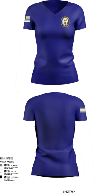 Womens Short Sleeve Vneck Shirt, Tabb NJROTC, Navy, Teamtime, Team time, sublimation, custom sports apparel, team uniforms, spirit wear, spiritwear, sports uniforms, custom shirts, team store, custom team store, fundraiser sports, apparel fundraiser