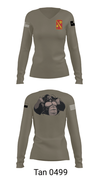 Women's Long Sleeve Vneck Shirt, A Battery, 4-133 FAR-AMMO, National Guard, Teamtime, Team time, sublimation, custom sports apparel, team uniforms, spirit wear, spiritwear, sports uniforms, custom shirts, team store, custom team store, fundraiser sports, apparel fundraiser