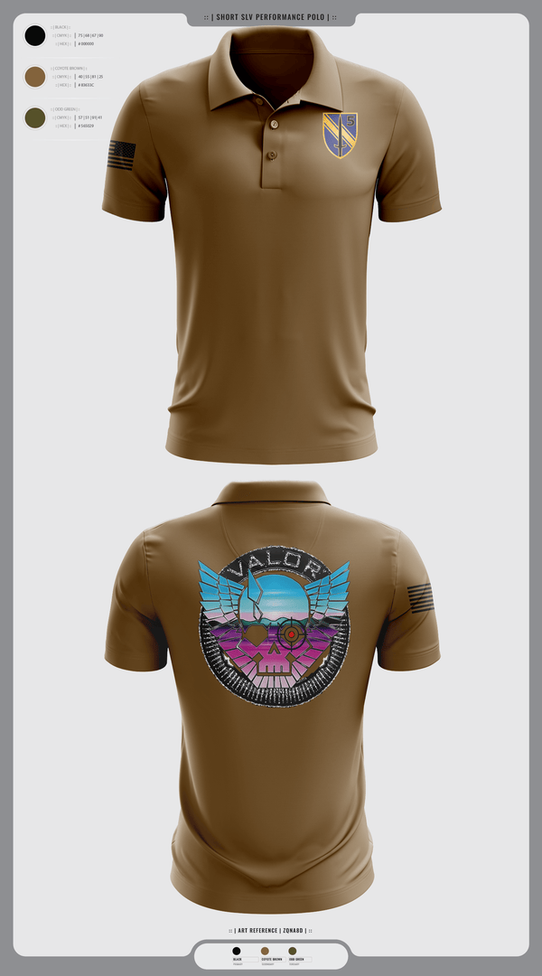Short Sleeve Performance Polo, VALOR CO. 5BN, 1SFAB, Army, Teamtime, Team time, sublimation, custom sports apparel, team uniforms, spirit wear, spiritwear, sports uniforms, custom shirts, team store, custom team store, fundraiser sports, apparel fundraiser