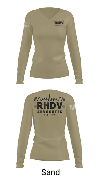 Womens Long Sleeve Vneck Shirt, 711 HPW/RHDV, Army, Teamtime, Team time, sublimation, custom sports apparel, team uniforms, spirit wear, spiritwear, sports uniforms, custom shirts, team store, custom team store, fundraiser sports, apparel fundraiser