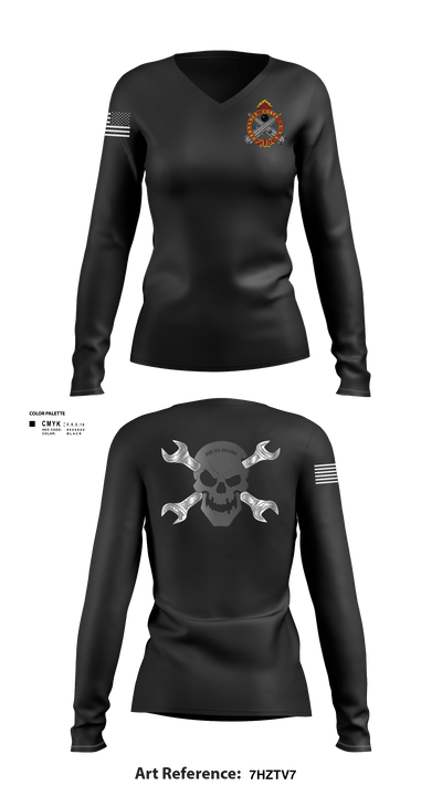 758th SMC 429395 Women's Long Sleeve V-neck Shirt - 3