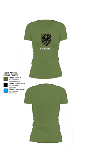 Women's Short Sleeve Vneck Shirt, 3./HSchRgt1, Army, Teamtime, Team time, sublimation, custom sports apparel, team uniforms, spirit wear, spiritwear, sports uniforms, custom shirts, team store, custom team store, fundraiser sports, apparel fundraiser
