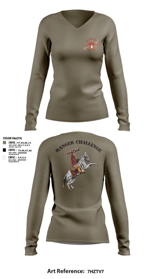 Women's Long Sleeve Vneck Shirt, FSU ROTC, Army, Teamtime, Team time, sublimation, custom sports apparel, team uniforms, spirit wear, spiritwear, sports uniforms, custom shirts, team store, custom team store, fundraiser sports, apparel fundraiser