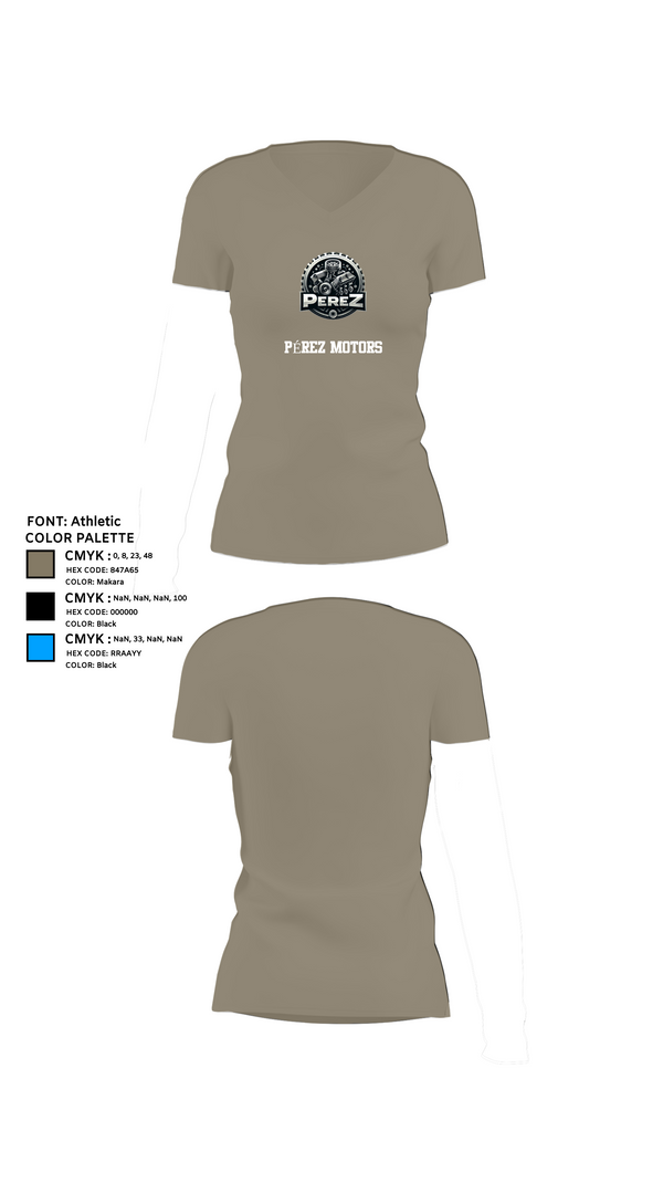 Womens Short Sleeve Vneck Shirt, PÉREZ MOTORS, , Teamtime, Team time, sublimation, custom sports apparel, team uniforms, spirit wear, spiritwear, sports uniforms, custom shirts, team store, custom team store, fundraiser sports, apparel fundraiser