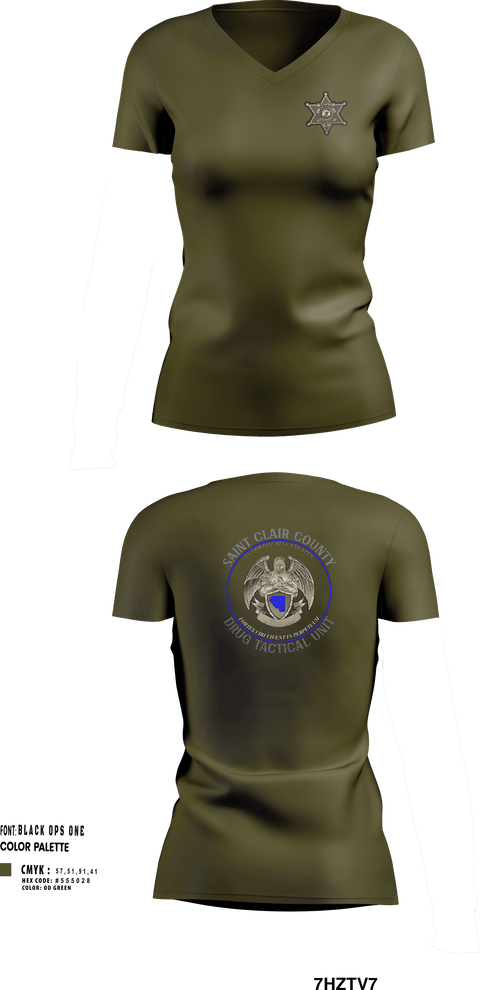 Womens Short Sleeve Vneck Shirt, Drug Tactical Unit, , Teamtime, Team time, sublimation, custom sports apparel, team uniforms, spirit wear, spiritwear, sports uniforms, custom shirts, team store, custom team store, fundraiser sports, apparel fundraiser
