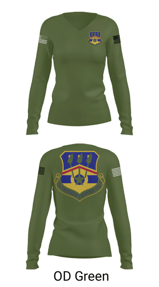 Women's Long Sleeve Vneck Shirt, 123d Contingency Response Group, Air Force, Teamtime, Team time, sublimation, custom sports apparel, team uniforms, spirit wear, spiritwear, sports uniforms, custom shirts, team store, custom team store, fundraiser sports, apparel fundraiser