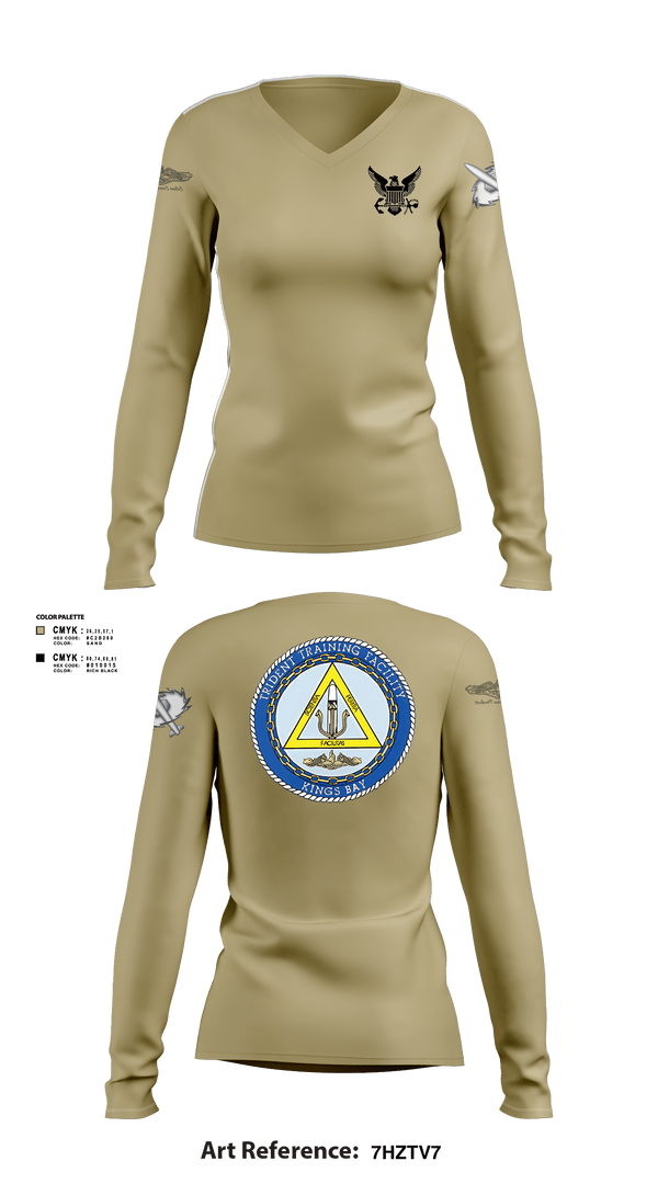 Womens Long Sleeve Vneck Shirt, TRIDENT TRAINING FACILITY, Navy, Teamtime, Team time, sublimation, custom sports apparel, team uniforms, spirit wear, spiritwear, sports uniforms, custom shirts, team store, custom team store, fundraiser sports, apparel fundraiser