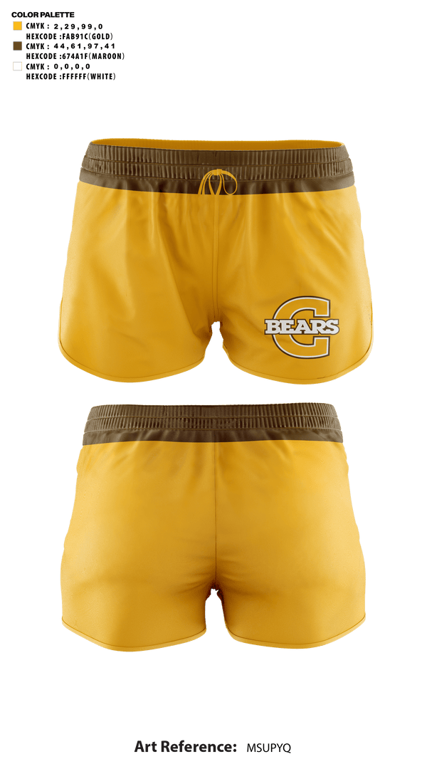 Womens Shorts, Evansville Central High School Cheer, Cheer, Teamtime, Team time, sublimation, custom sports apparel, team uniforms, spirit wear, spiritwear, sports uniforms, custom shirts, team store, custom team store, fundraiser sports, apparel fundraiser