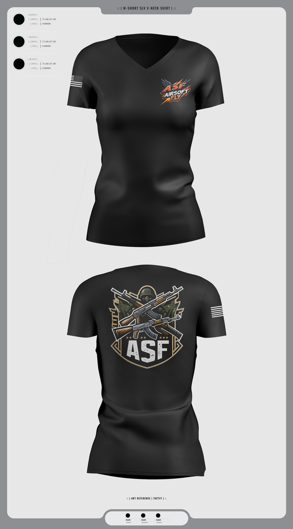 Womens Short Sleeve Vneck Shirt, AIRSOFT FLY, Air Force, Teamtime, Team time, sublimation, custom sports apparel, team uniforms, spirit wear, spiritwear, sports uniforms, custom shirts, team store, custom team store, fundraiser sports, apparel fundraiser