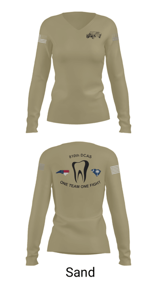 Womens Long Sleeve Vneck Shirt, 810th med co, Army, Teamtime, Team time, sublimation, custom sports apparel, team uniforms, spirit wear, spiritwear, sports uniforms, custom shirts, team store, custom team store, fundraiser sports, apparel fundraiser