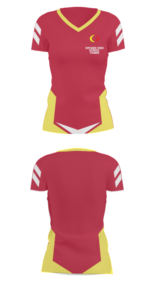Women's Short Sleeve Vneck Shirt, Ontario High School Tennis, Tennis, Teamtime, Team time, sublimation, custom sports apparel, team uniforms, spirit wear, spiritwear, sports uniforms, custom shirts, team store, custom team store, fundraiser sports, apparel fundraiser