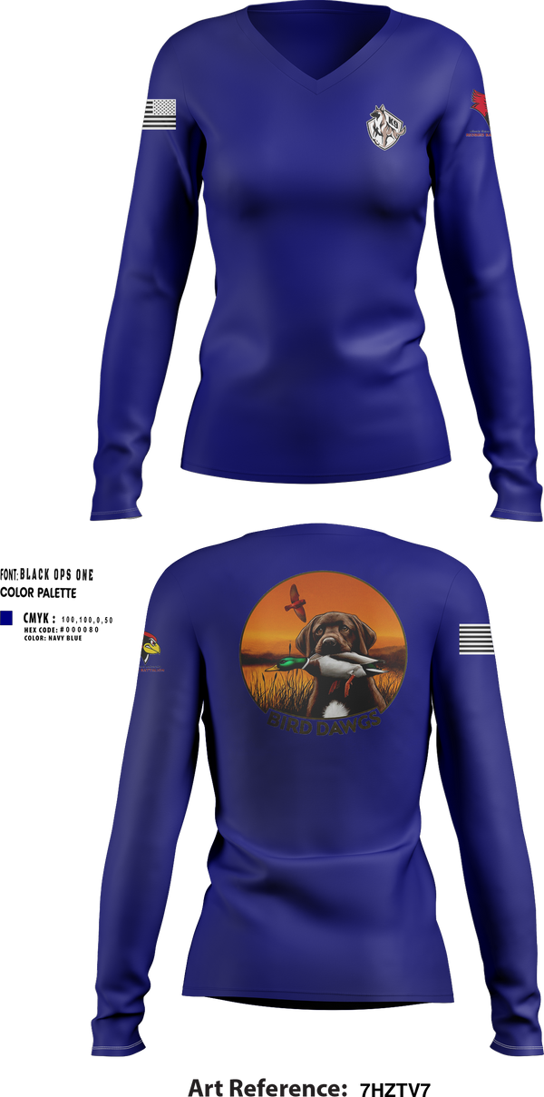 Womens Long Sleeve Vneck Shirt, Bird dawgs, Army, Teamtime, Team time, sublimation, custom sports apparel, team uniforms, spirit wear, spiritwear, sports uniforms, custom shirts, team store, custom team store, fundraiser sports, apparel fundraiser